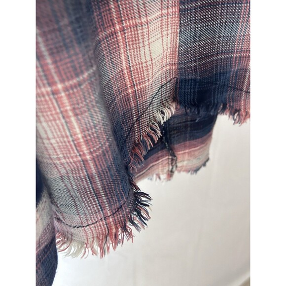 Free‎ People Womens XS Plaid Distressed Stud Longsleeve Button Down Top - Picture 10 of 14